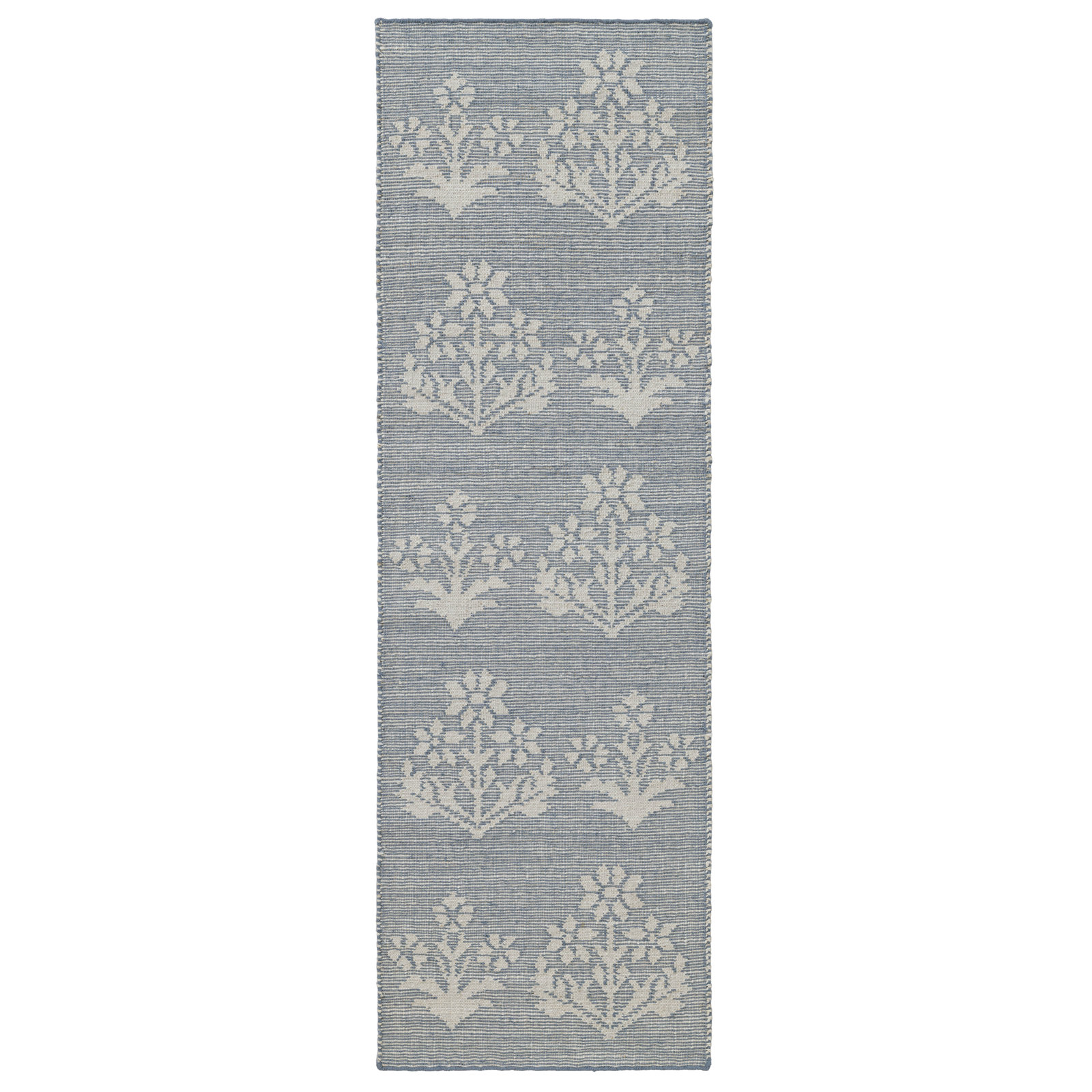 Heidi Botanical Flatweave Jute Rug, Blue, 2'6x8'