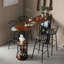 Ensemble de tables de bar 2 personnes brun clair + bois massif noir + fer