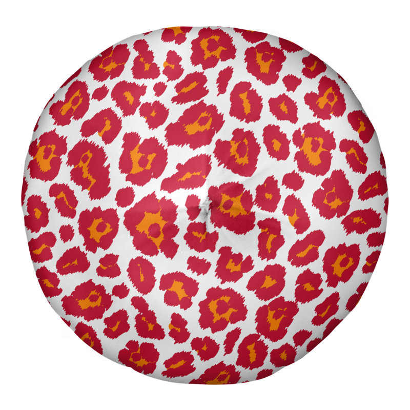 Housse et insert de coussin touffeté rond Throwback, H 26 po x l 26 po x P 4 po, Blanc / rouge / orange