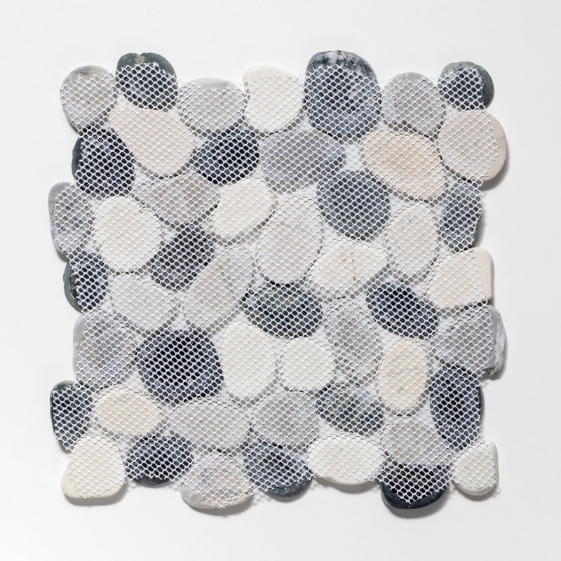 Sliced Pebble Mosaic Wall & Floor Tile, Gray/Black/White Blend
