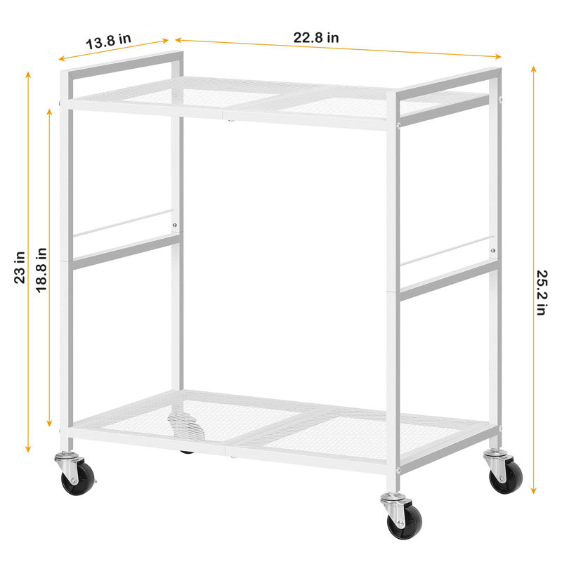 White Metal 2-Tier Mobile Printer and PC Tower Stand