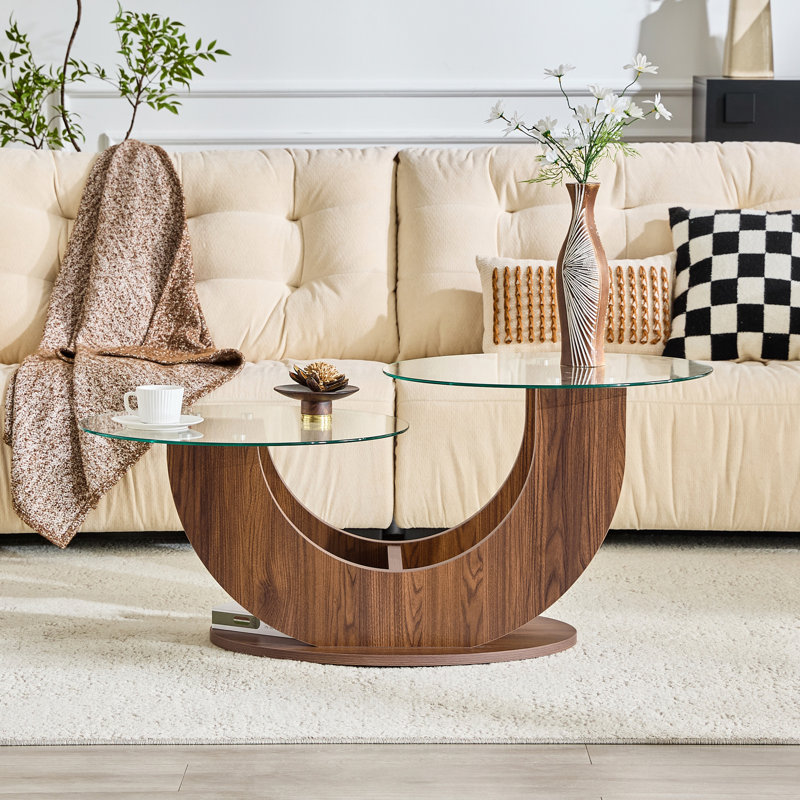 Table basse en verre Creative, Transparent / bois, Bois