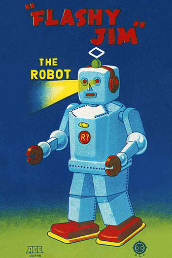 Flashy Jim - The Robot - Advertisements, 66" H x 44" W x 1.5" D