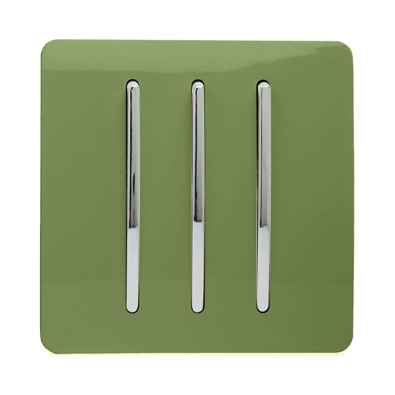 Trendi Switch 3 Gang 1 or 2 way Rocker Light Switch, Moss Green