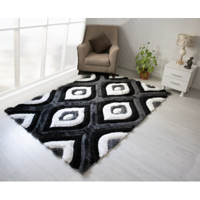 Tapis blanc / noir Demeitric Polyester