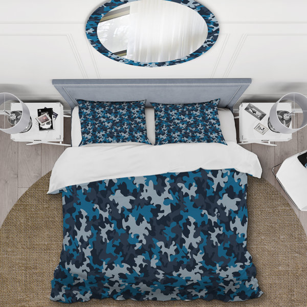 DesignArt Blue Desert Camouflage Camouflage Duvet Cover Set - Wayfair ...