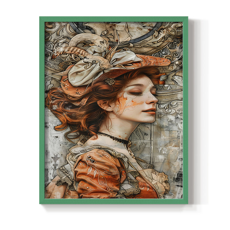 Reproduction encadrée WOMEN Series cmxxxvi - bois massif, Vert, H 11 po x l 9 po