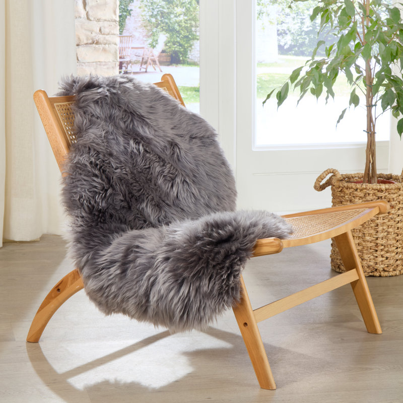 Adrianna Solid Colour Sheepskin Hand Woven 120cm X 60cm Area Rug