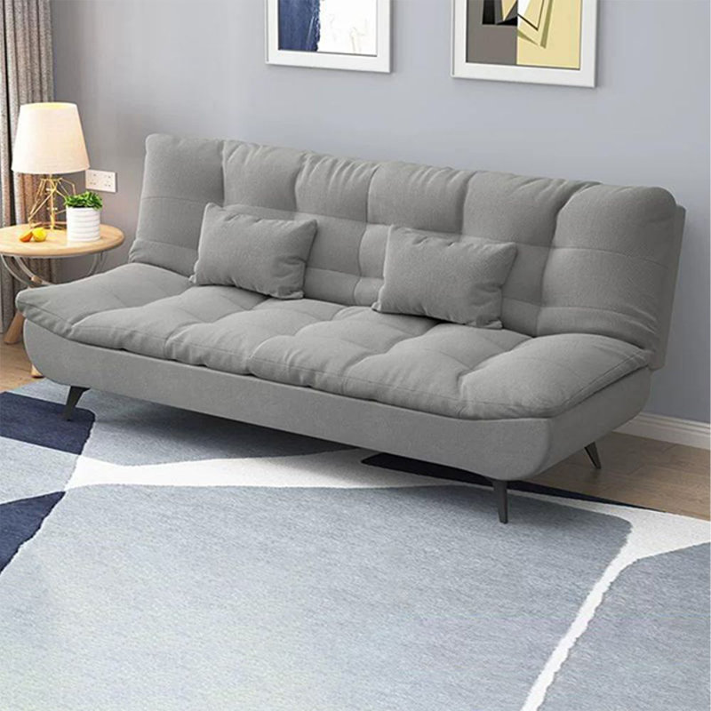 Canapé-lit modulaire gris en coton et lin