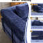 Lit de sol convertible bleu foncé avec canapé modulaire désossé et 3 places, chenille, sans assemblage