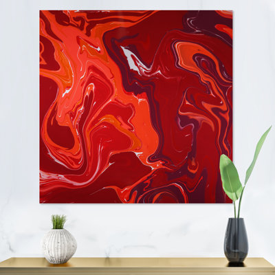 " Red Flame Liquid Marble Art "