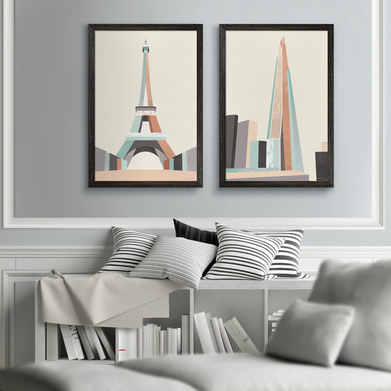 « graphicing architecture i » par antonyme bunjamin (abe)-ensemble de 2 reproductions d’art sur cadre photo, Pas de tapis