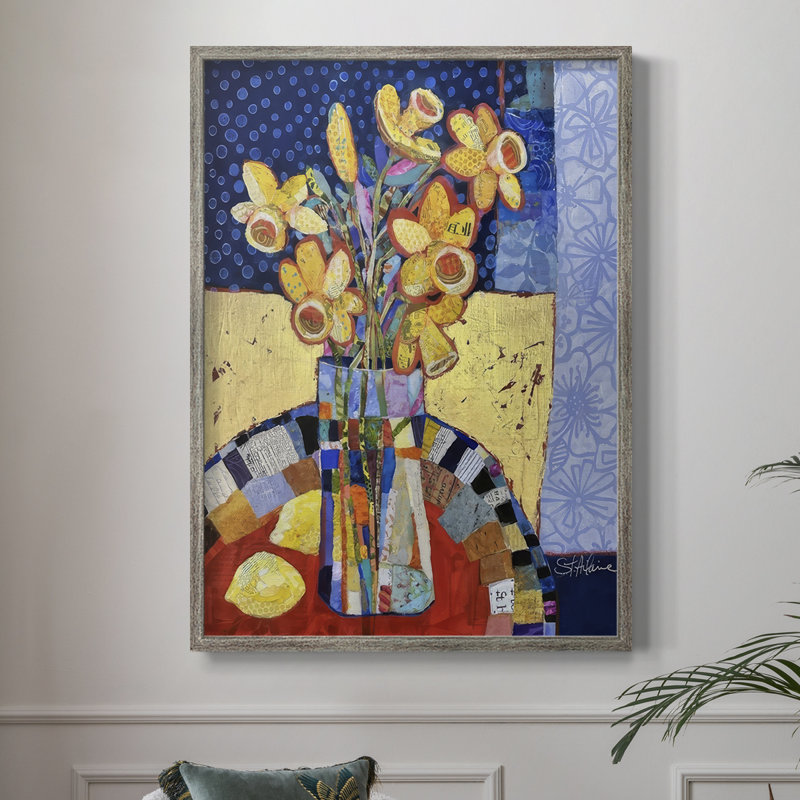 Papier mâché Arrangment III, reproduction encadrée - bois massif, H 11 po x l 9 po