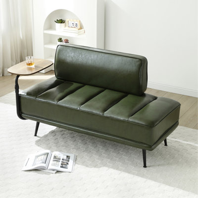 Banc de bout de lit moderne en similicuir revêtu de table d'appoint, canapé pivotant à 360 degrés, repose-pieds de hall d'entrée, banc de fenêtre avec pieds en métal pour la chambre à coucher et le salon
