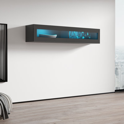 Siddell 63" Floating Shelf with 16-Color LED Lighting, High Gloss Finish