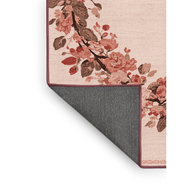 Soft Plush Feuerstein Easter Modern & Contemporary Abstract Area Rug in Pink – Rose Binding, 4x6