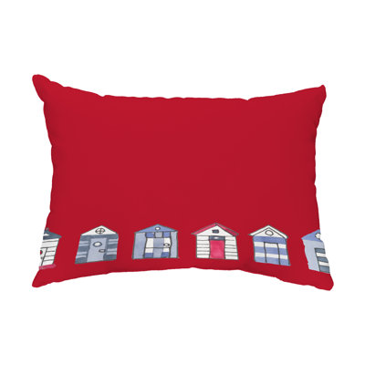 Beach Huts Outdoor Lumbar Pillow
