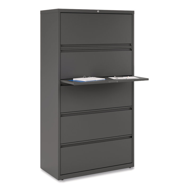 Charcoal 36'' Wide 5-Drawer Steel Lockable File Cabinet