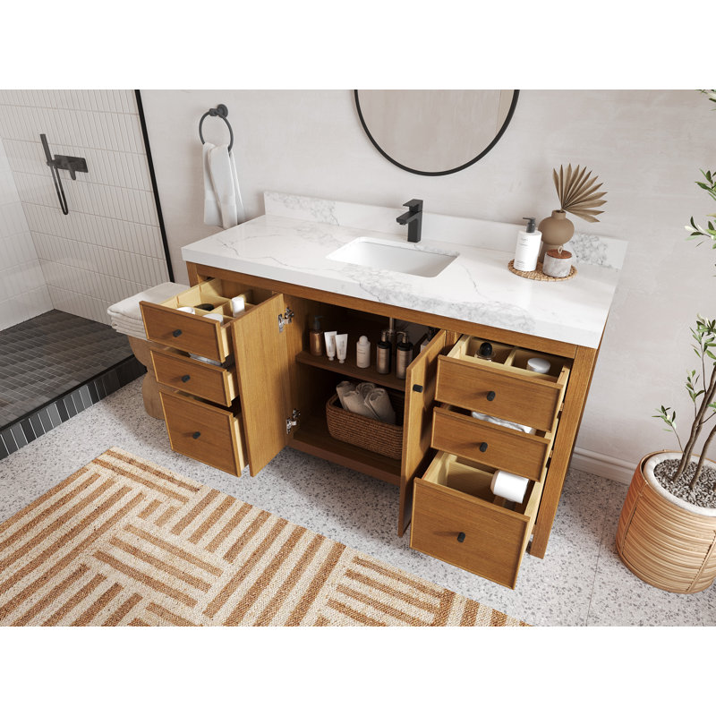 Meuble-lavabo simple 60 po avec plateau Tigran