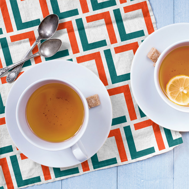 Toeterville Tea Towel Kitchen Towel, Polyester, White/Orange/Aqua