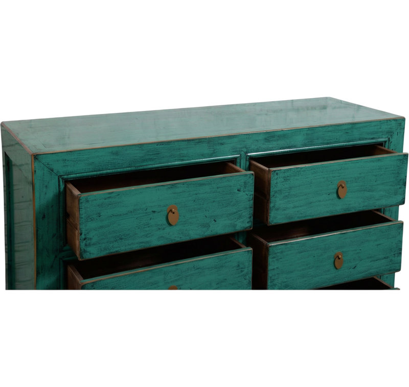 120 cm W Chest of 6 Drawers, Emerald Green