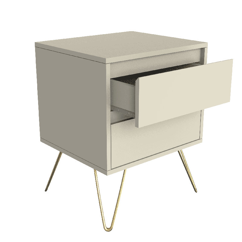 45cm W Manufactured Wood Bedside Table, Cream
