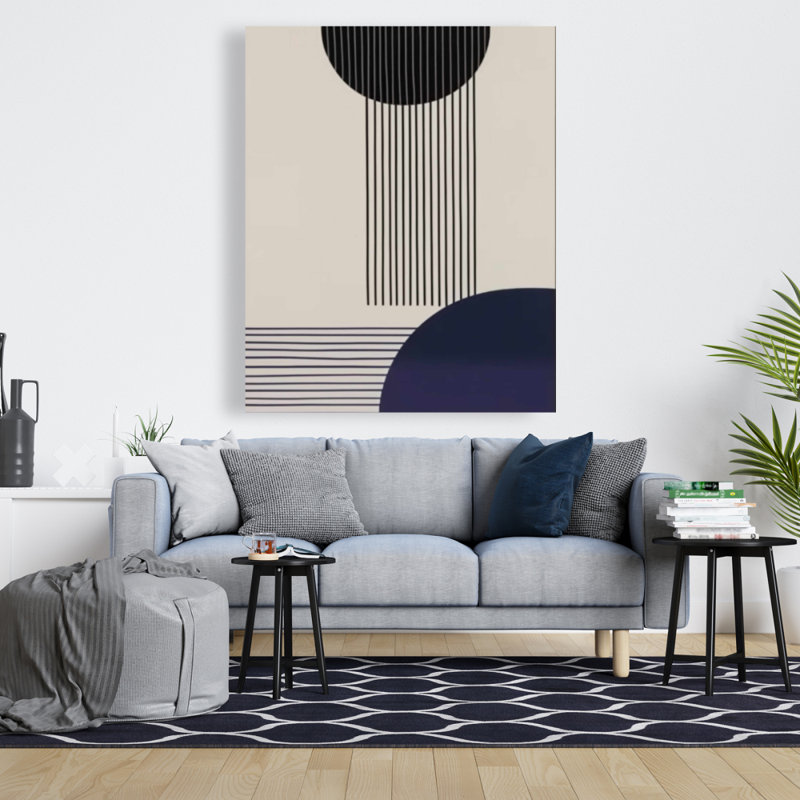 Circle Lines Blue Patterns Canvas | Bedroom Wall Art Decor
