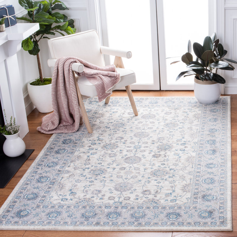Eileen Oriental Ivory/Blue Area Rug, Rectangle 8' x 10'
