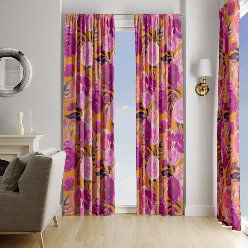 Panneaux de rideaux semi-transparents à motif floral, L 20 po x L 52 po