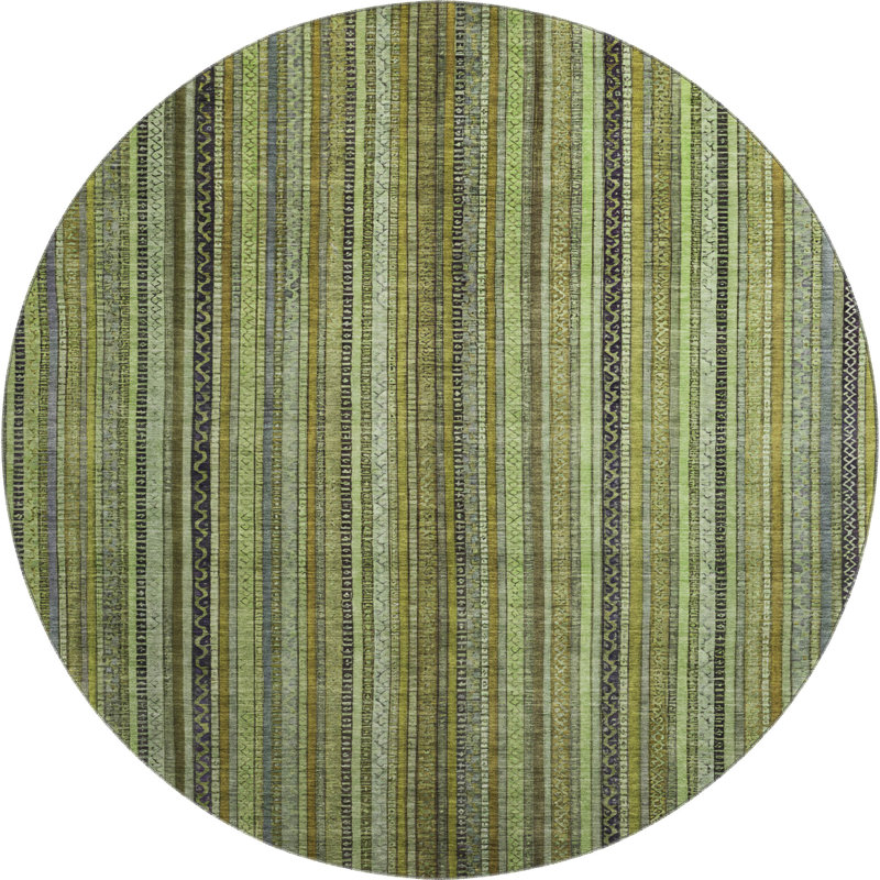 Premium Machine Washable Baford AMF1654 Stripes Rug, Round 8'