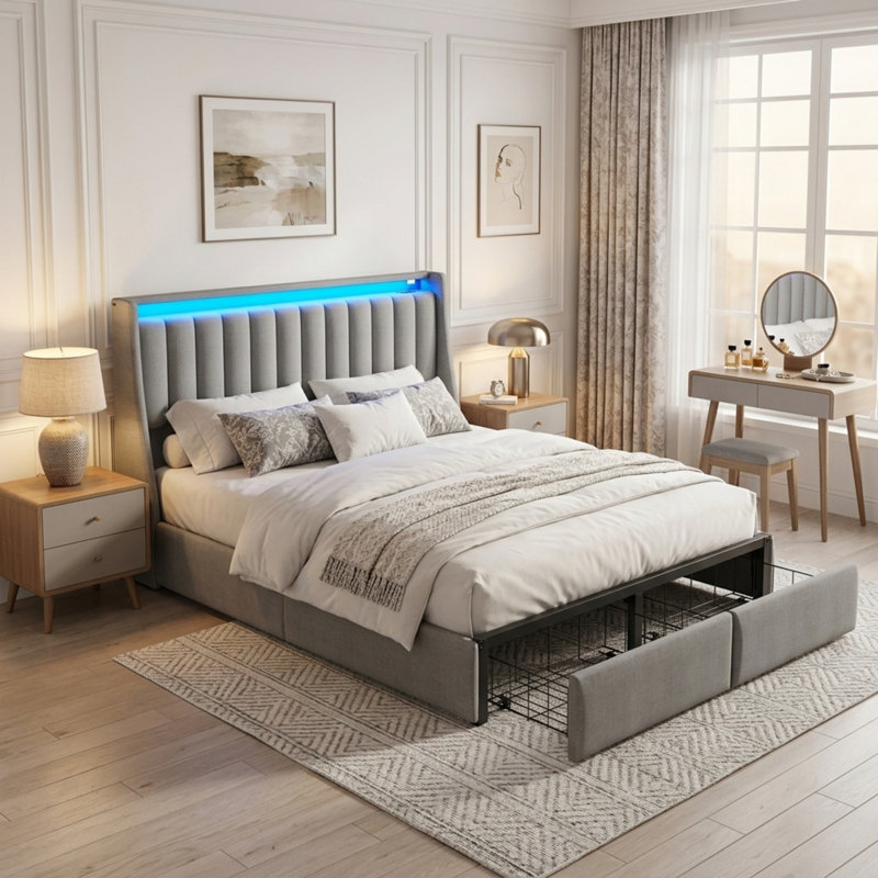 Base de lit tapissier grand, Grand lit