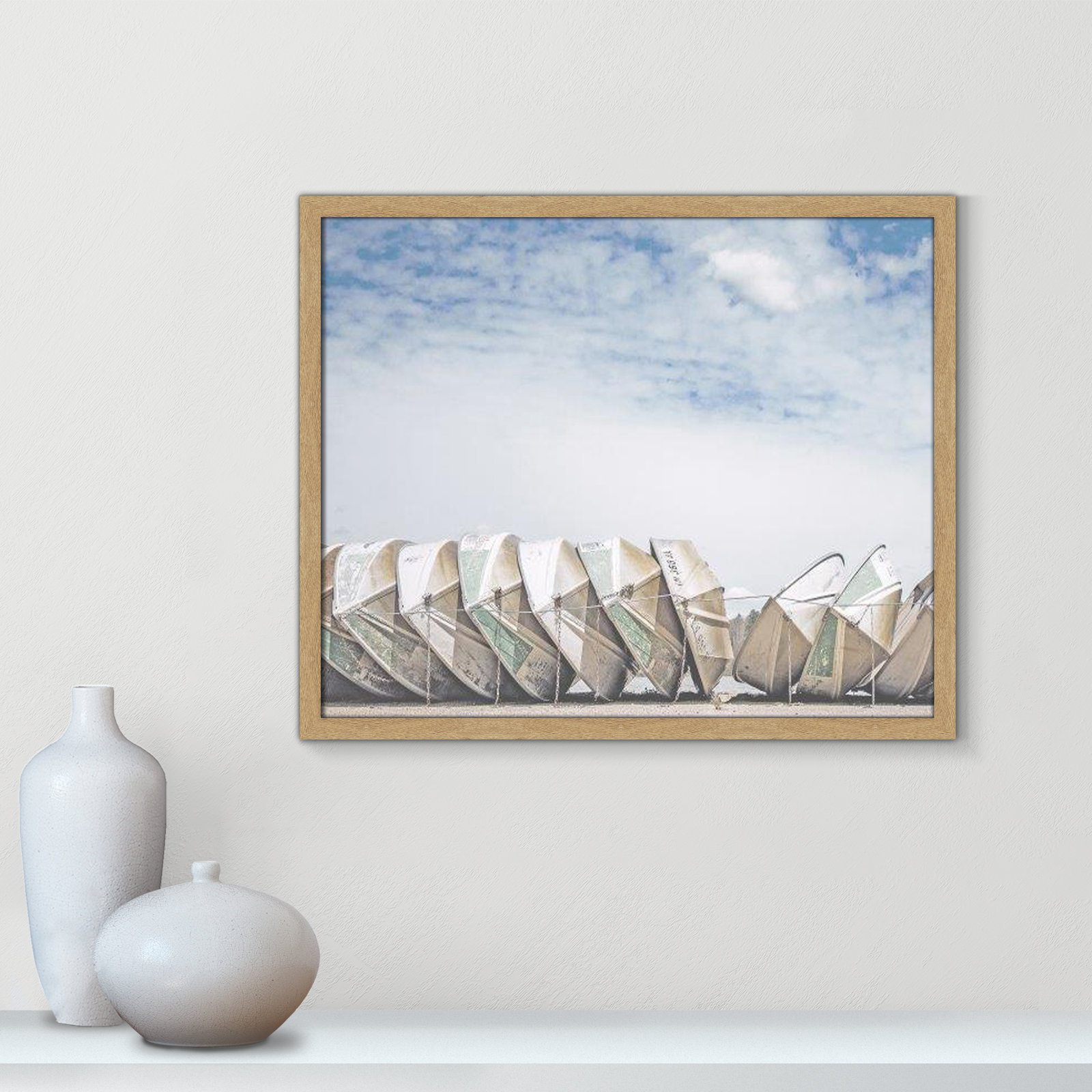 Hennecy "Wooden Boats" Print by Leah Straatsma, 21.5" H x 25.5" W x 1.25" D, Natural