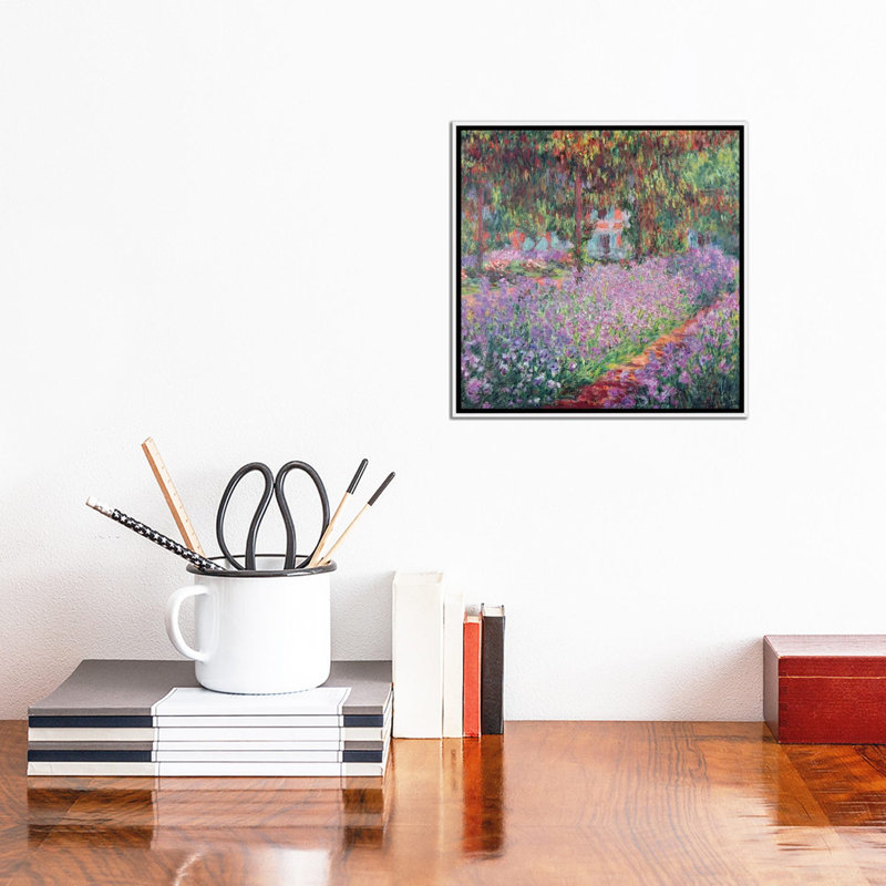"Le jardin de l’artiste à Giverny" par Claude Monet 1900, reproduction d’art, H 18 po x l 18 po x 1,5 po, Pas de tapis