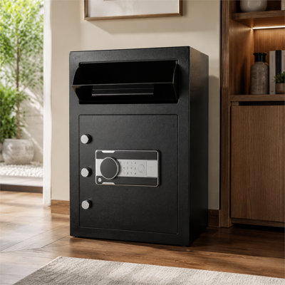 2.5 cubic foot coin-operated safe, 20.2×13.9×13.9 inch electronic combination lock, hotel/office cash storage cabinet