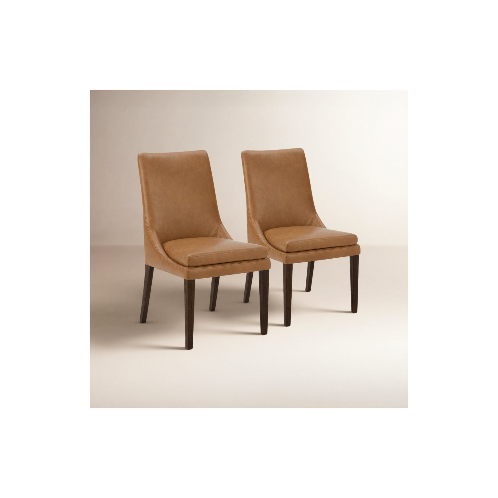Niara Leather Upholstered Side Chair, Copley Camel Faux Leather