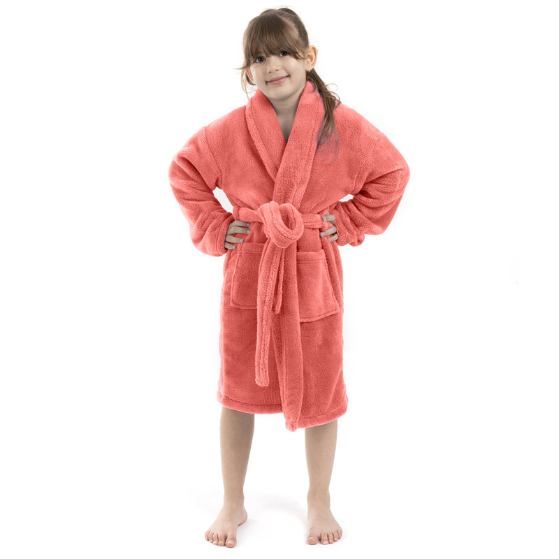 Peignoir en molleton pour enfants châle en molleton pour enfants, Corail, TG