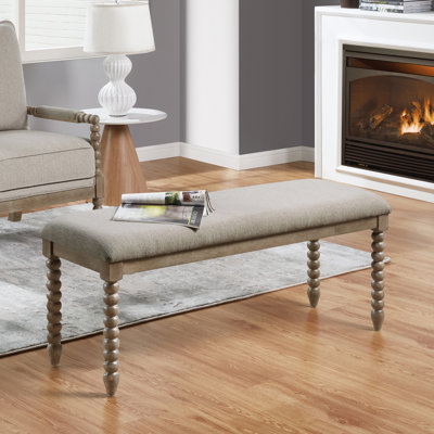 Eliyas 48" W Turned Leg Upholstered Bench