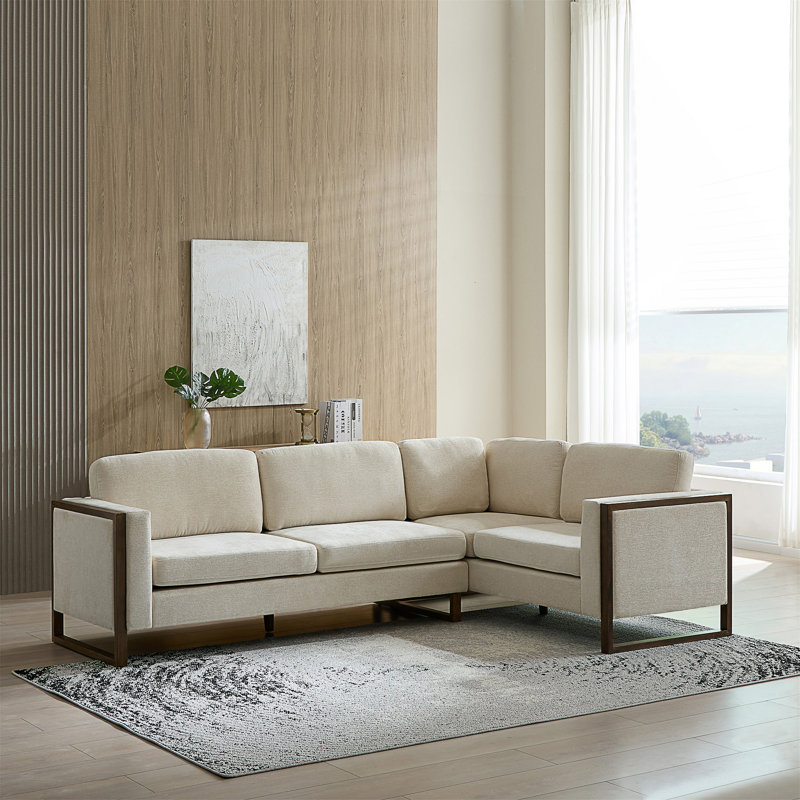 104" L Shaped Sectional Chenille Upholstered Sofa