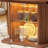 Extendable Round/Oval Dining Table for 4-8, Kitchen Table with LED Light and Removable Leaves, Storage Cabinet with Glass Shelf for Dining Room or Kitchen