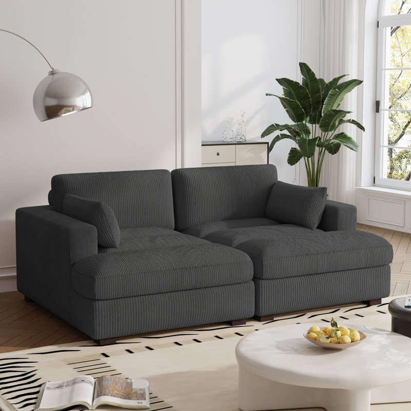 Bentura 210Cm Recessed Arms Modular Sleeper, Grey