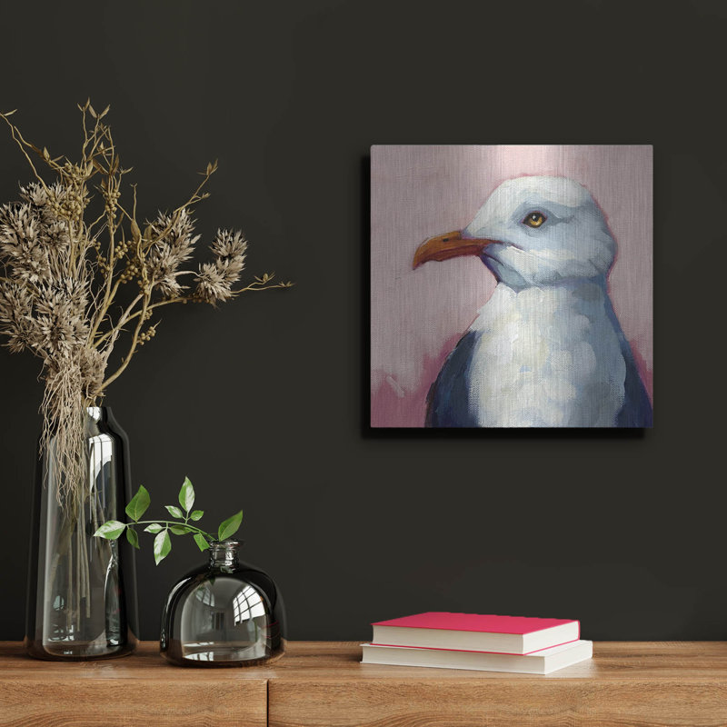 «Summer Seagull 2» par Lucia Stewart, art mural en métal, H 12 po x l 12 po