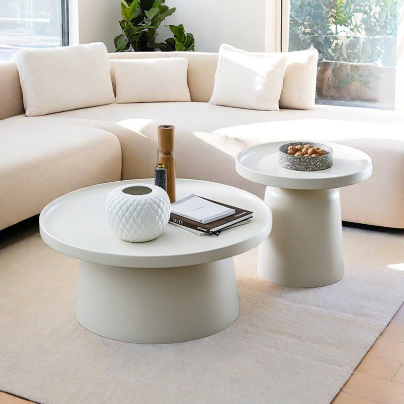 Creamy Mushroom Coffee Table Stylish Durable, Cream