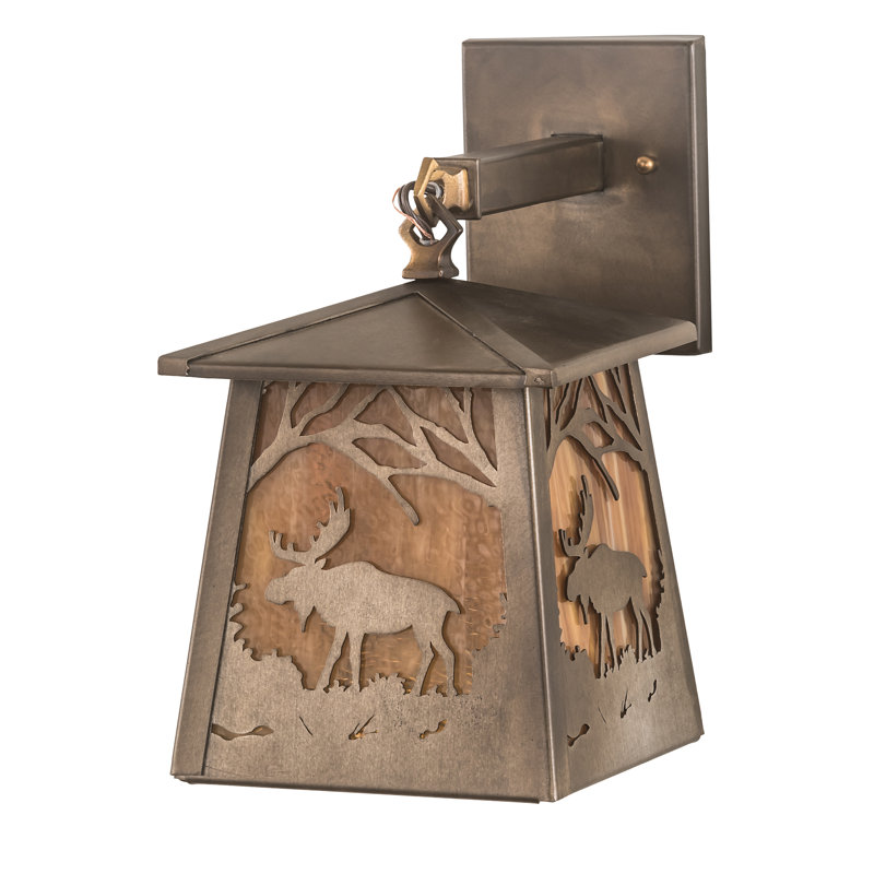 Rustic Lodge Armed Sconce, Amber