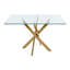 Table de salle à manger rectangulaire, table de cuisine en verre trempé de 47,2 pouces avec pieds en métal plaqué or, table polyvalente moderne pour le bureau à domicile-1693868735