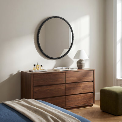 Miroir rond en bois