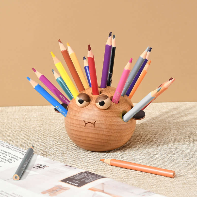 Boîte à crayons en bois noir noyer