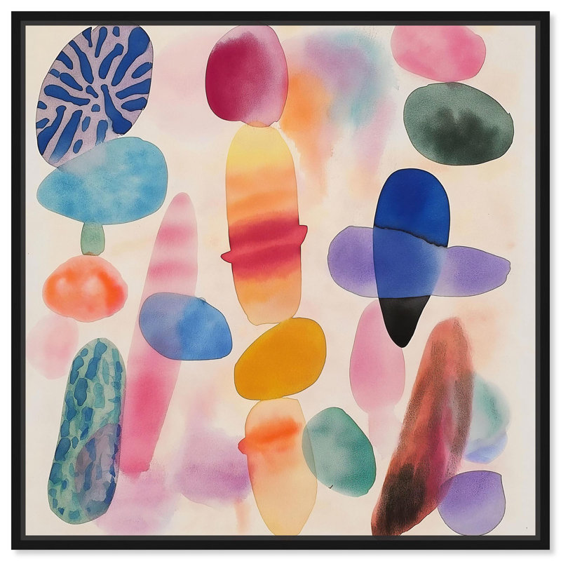 Dissolving Hues, aquarelle abstraite par Art Remedy, H 13 po x l 13 po, Cadre flottant noir