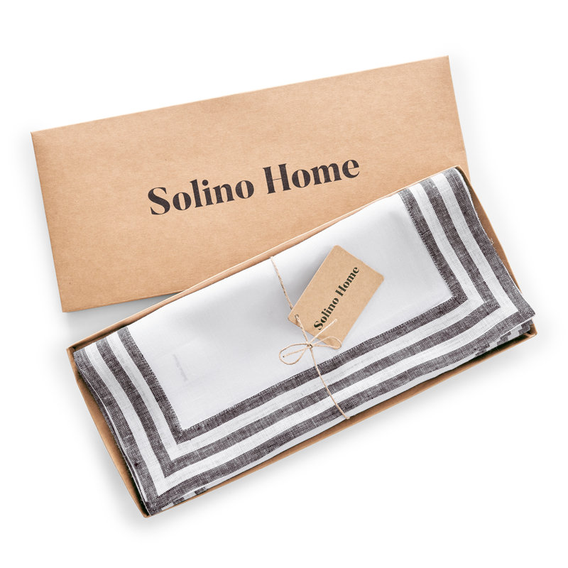 Mila - 100% Pure Linen Table Runner, Black, 108" x 14"