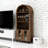 Arched Bar Cabinet with double doors, wine rack and Wine Glass Holder-457444874