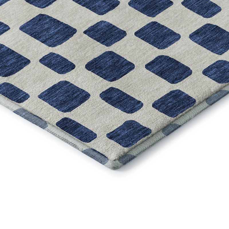 Premium Machine Washable Prisco Navy Rug, Rectangle 10' x 14'